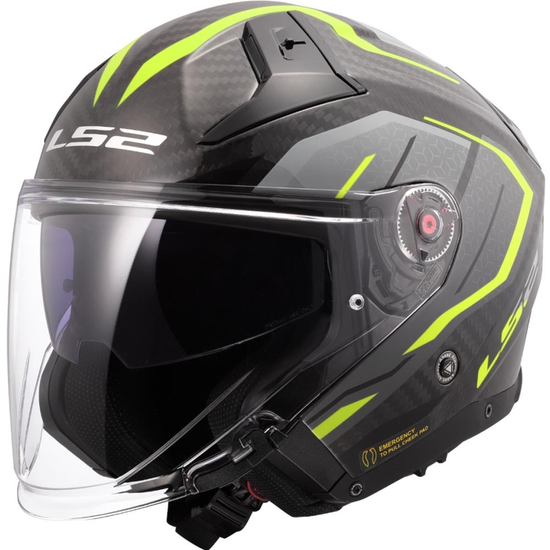 Åben motorcykelhjelm LS2 OF603 Infinity II C Urus fluo gul