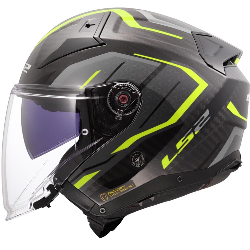 Åben motorcykelhjelm LS2 OF603 Infinity II C Urus fluo gul