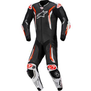 Alpinestars GP TECH V5 læder motorcykeldragt sort-hvid-fluo rød