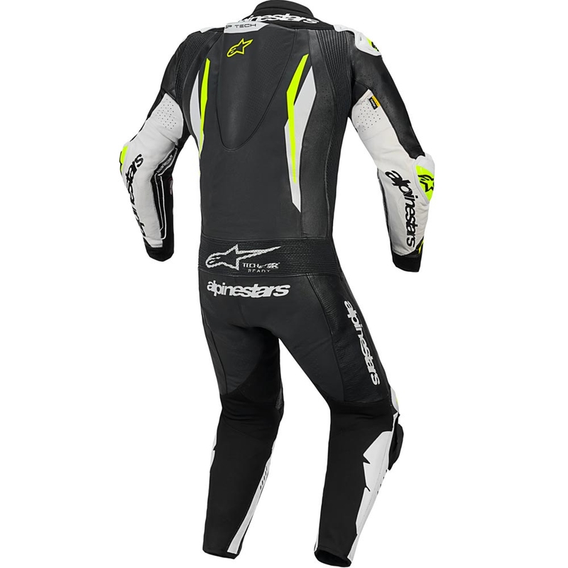 Alpinestars GP TECH V5 heldragt i læder, sort-hvid-fluo gul
