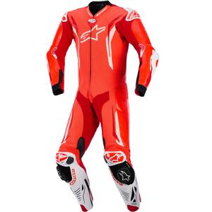 Alpinestars GP TECH V5 heldragt i læder, fluo rød-rød-hvid