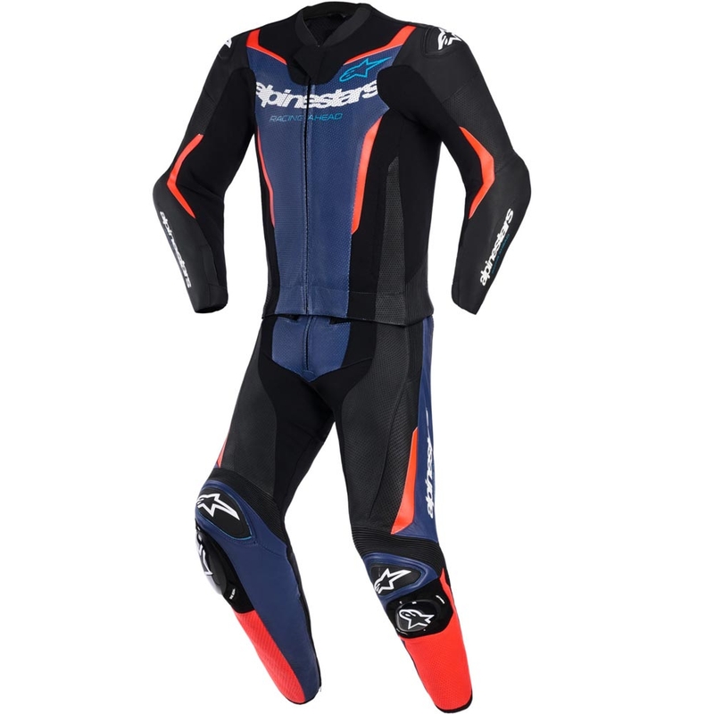 Alpinestars GP Force V2 todelt motorcykeldragt sort-blå-fluo rød