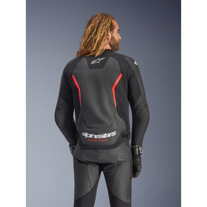 Alpinestars GP Force V2 lædermotorcykeljakke sort-fluo rød-hvid