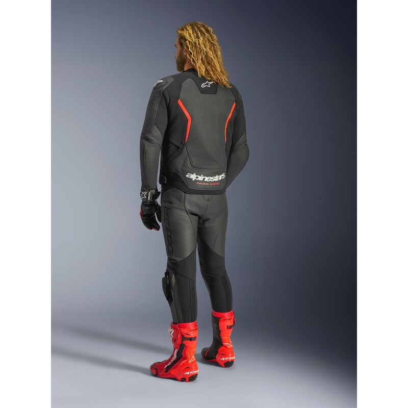 Alpinestars GP Force V2 lædermotorcykeljakke sort-fluo rød-hvid