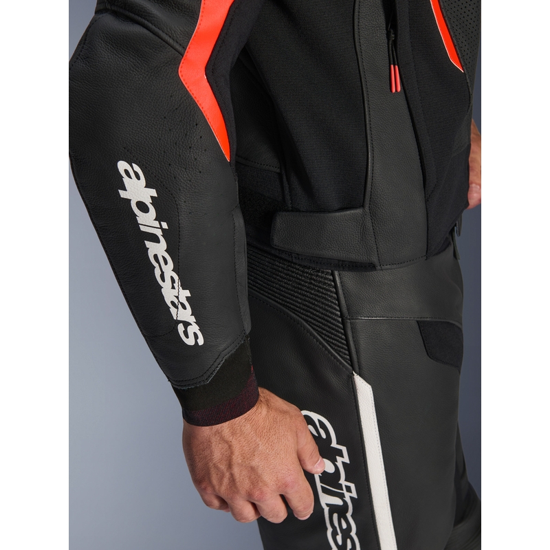Alpinestars GP Force V2 lædermotorcykeljakke sort-fluo rød-hvid