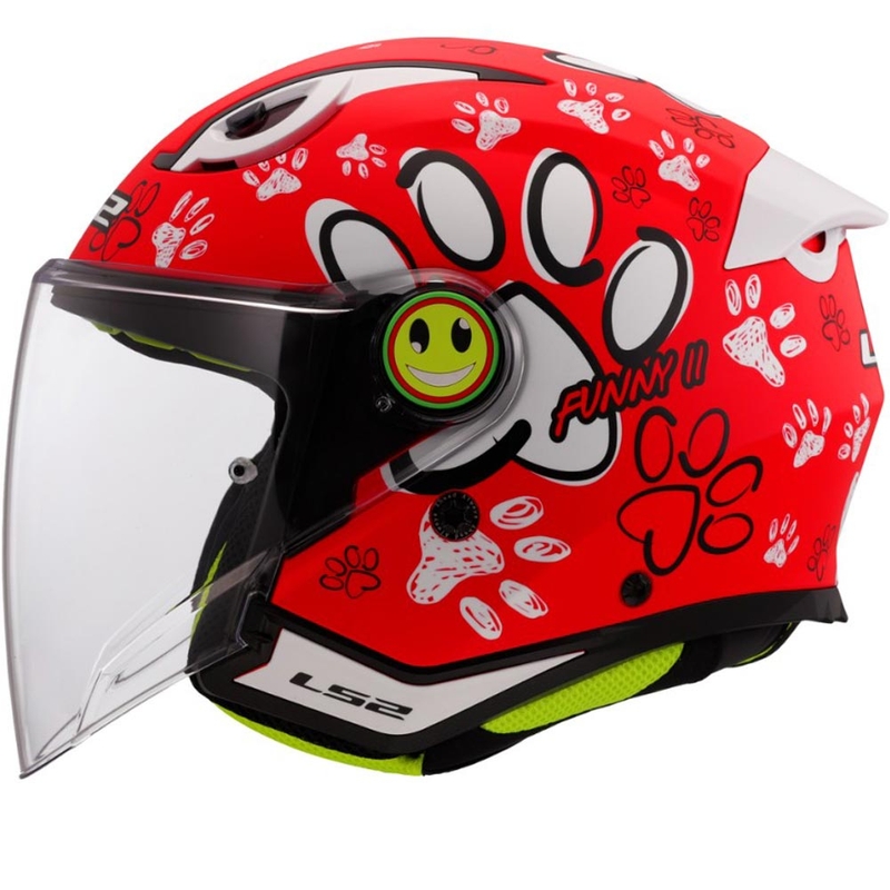 Børne åben motorcykelhjelm LS2 OF622 Funny II Paws rød