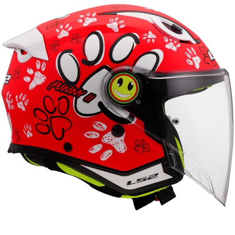 Børne åben motorcykelhjelm LS2 OF622 Funny II Paws rød