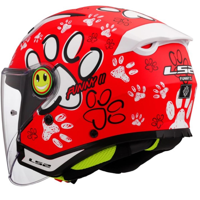 Børne åben motorcykelhjelm LS2 OF622 Funny II Paws rød