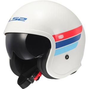 Åben motorcykelhjelm LS2 OF599 Spitfire II Retro hvid-blå-rød