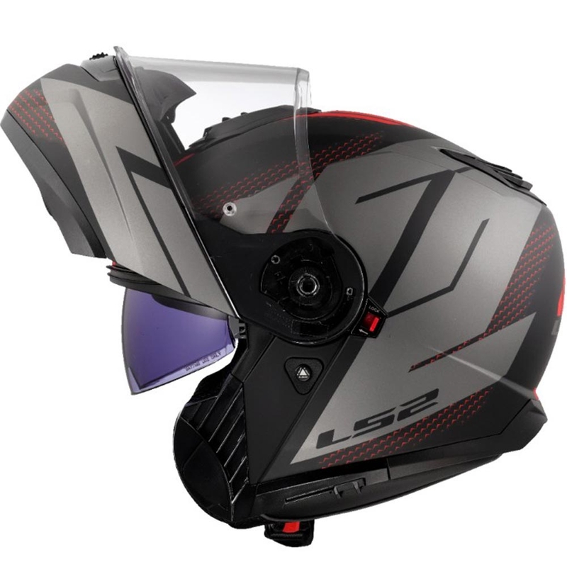Flip-up motorcykelhjelm LS2 FF908 Strobe II Code sort-grå