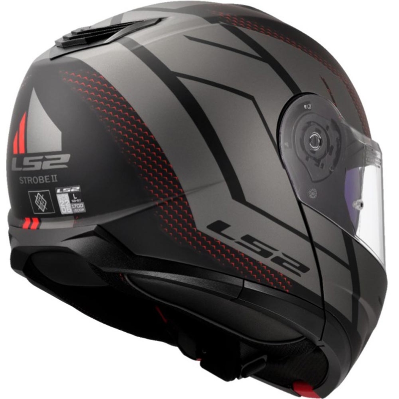 Flip-up motorcykelhjelm LS2 FF908 Strobe II Code sort-grå