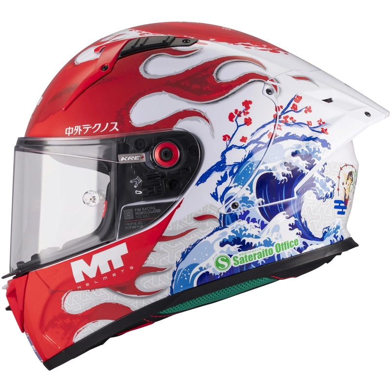 Fullface motorcykelhjelm KRE + S Yamanaka A5 rød-hvid