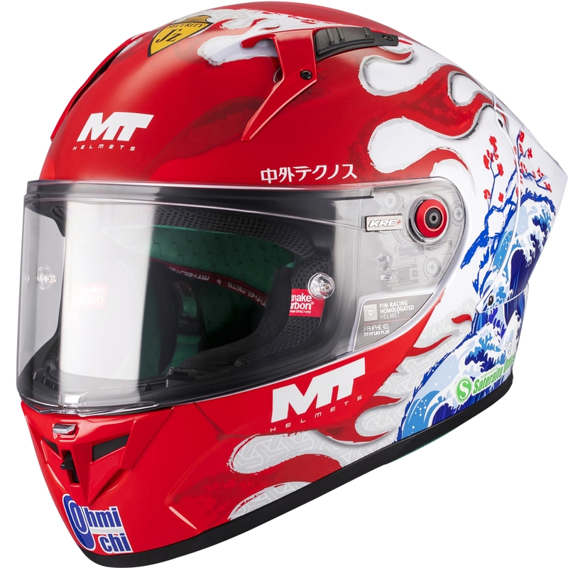Fullface motorcykelhjelm KRE + S Yamanaka A5 rød-hvid