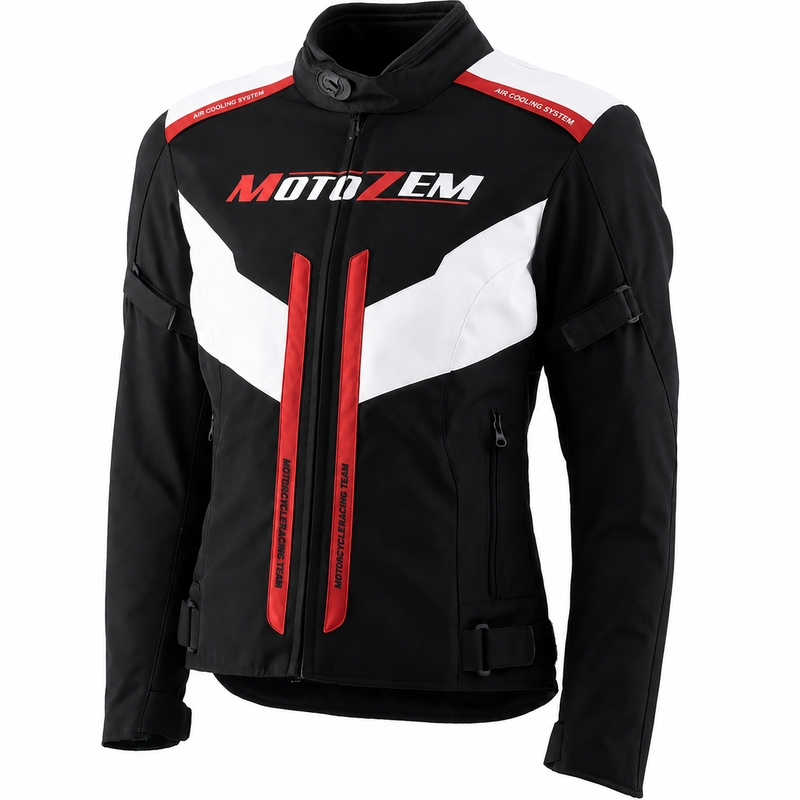 Dame motorcykeljakke Motozem Team 2 sort-hvid