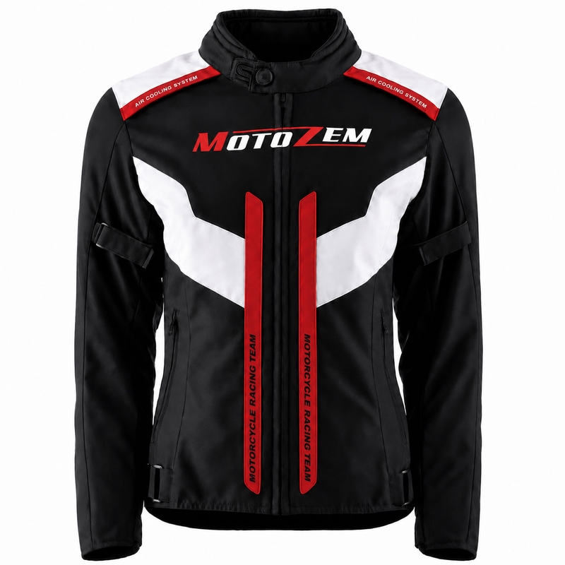 Dame motorcykeljakke Motozem Team 2 sort-hvid