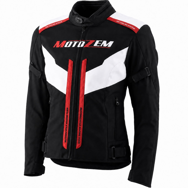 Dame motorcykeljakke Motozem Team 2 sort-hvid