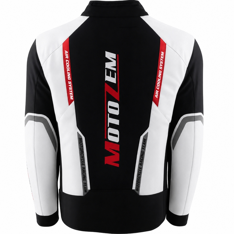 Motozem Team 2 motorcykeljakke sort-hvid