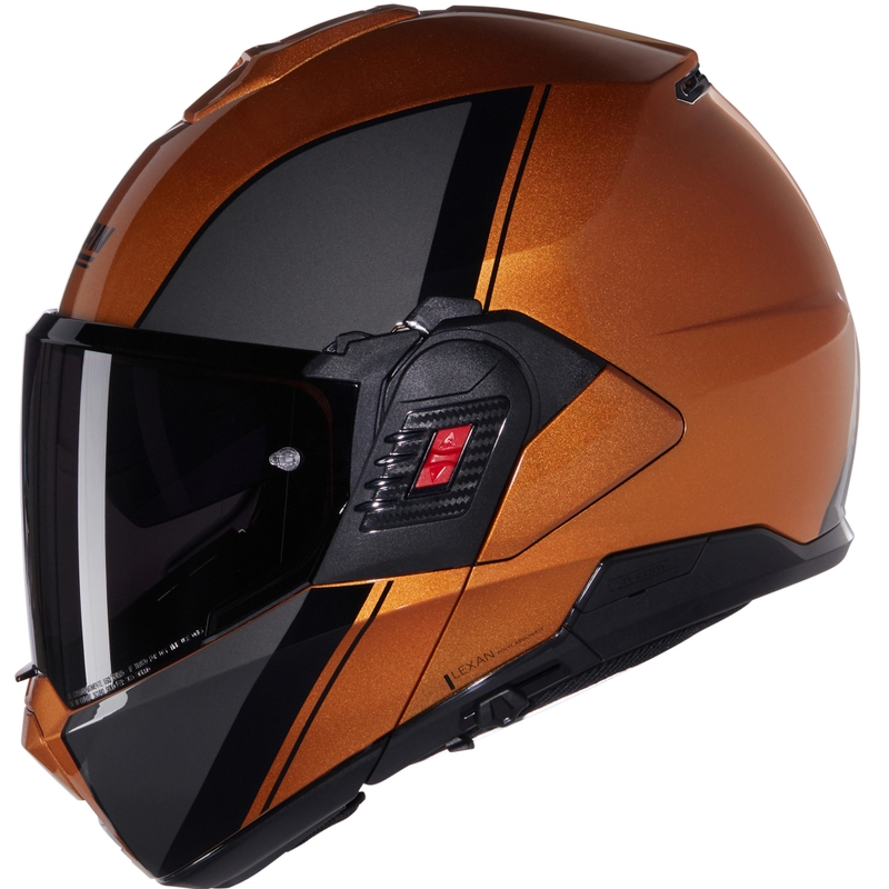 Flip-up motorcykelhjelm Nolan N120-1 Verniciatura Speciale N-COM 343 blank okker-sort