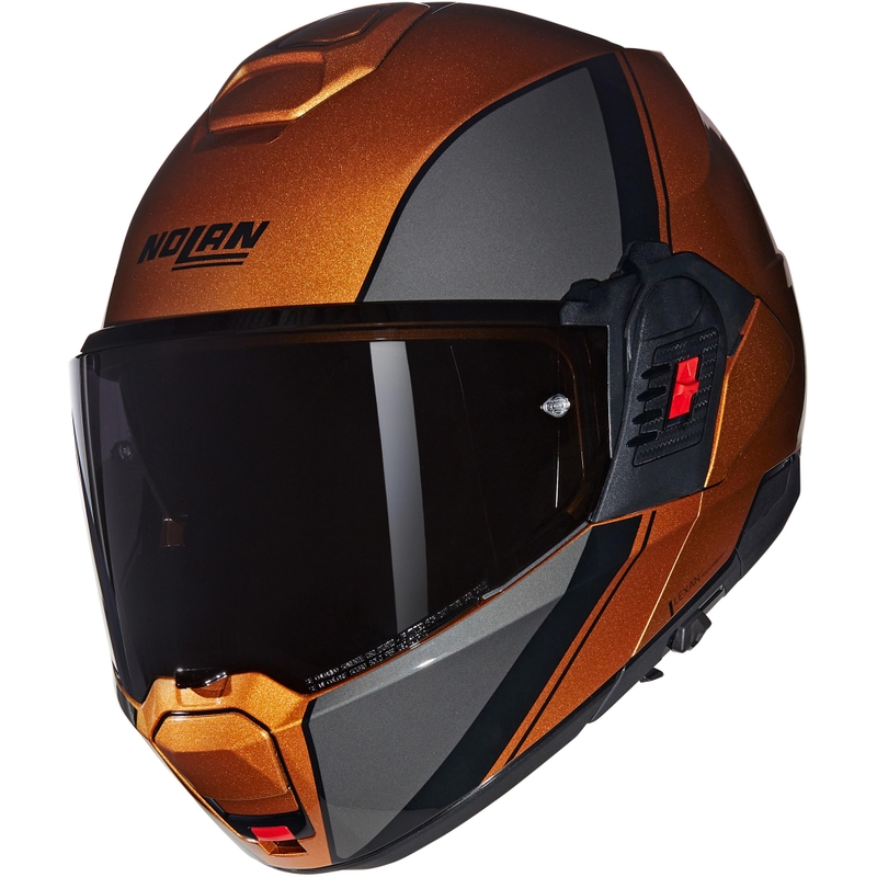 Flip-up motorcykelhjelm Nolan N120-1 Verniciatura Speciale N-COM 343 blank okker-sort