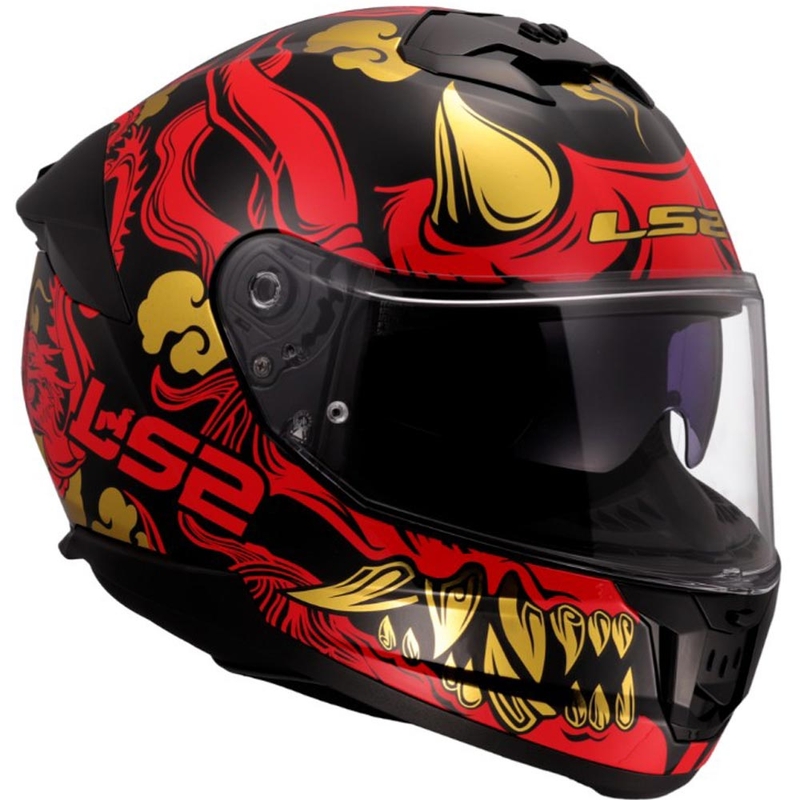 Fullface motorcykelhjelm LS2 FF808 Drako sort-rød