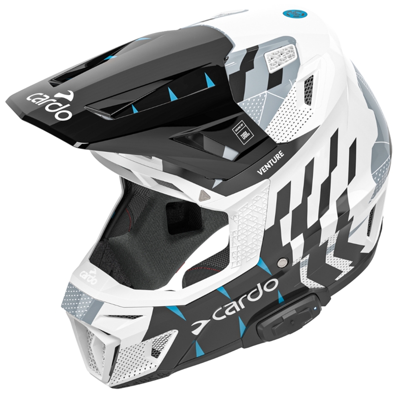 Motocross hjelm med intercom Cardo Venture sort-hvid-grå