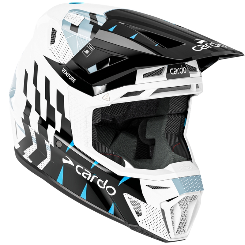Motocross hjelm med intercom Cardo Venture sort-hvid-grå