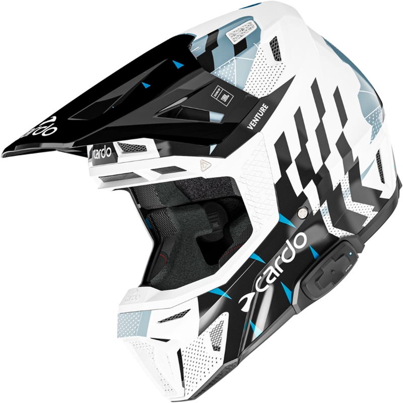 Motocross hjelm med intercom Cardo Venture sort-hvid-grå