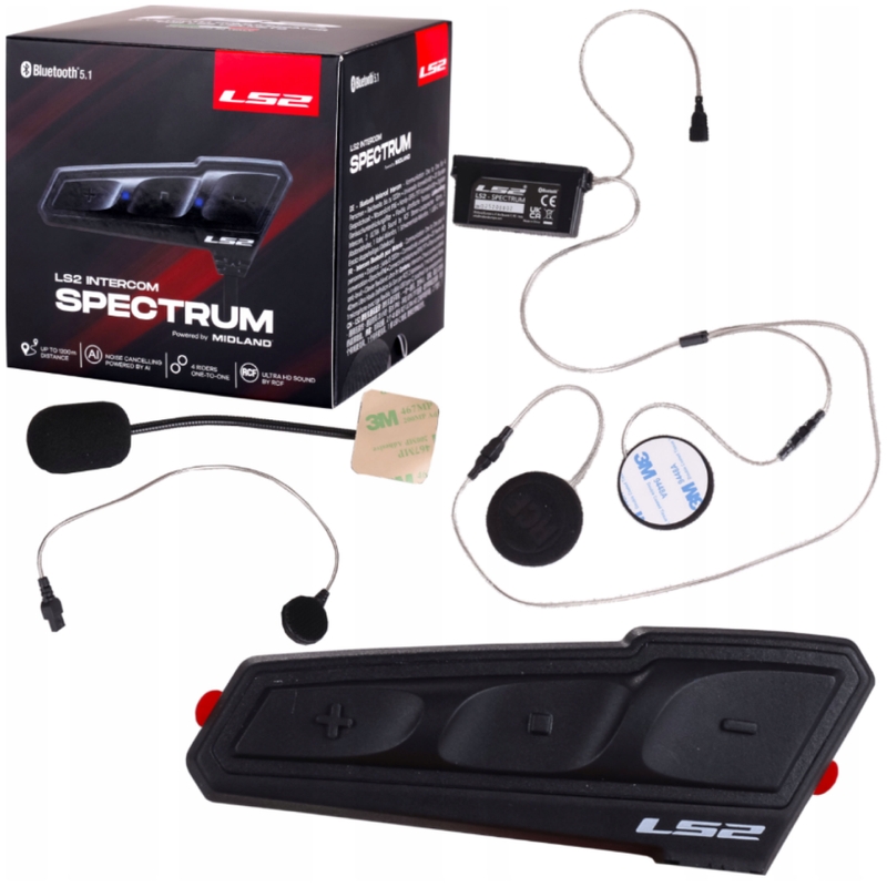 Bluetooth motorcykel intercom LS2 Spectrum sort