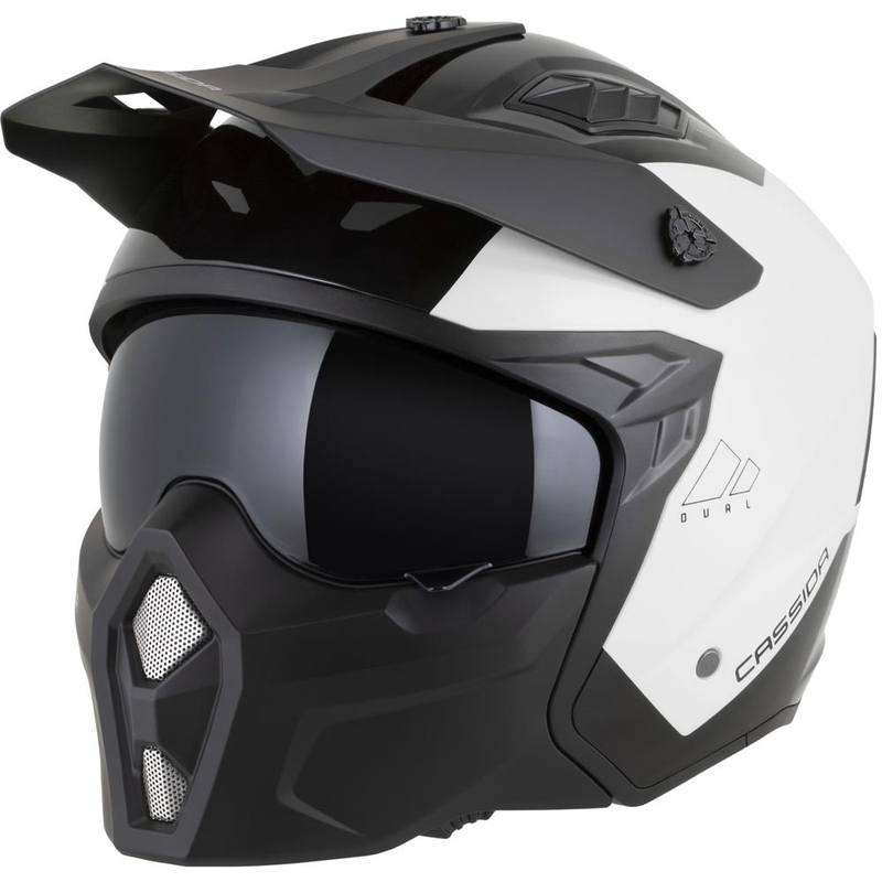 Modulær motorcykelhjelm Cassida Cross Country Dual hvid-sort