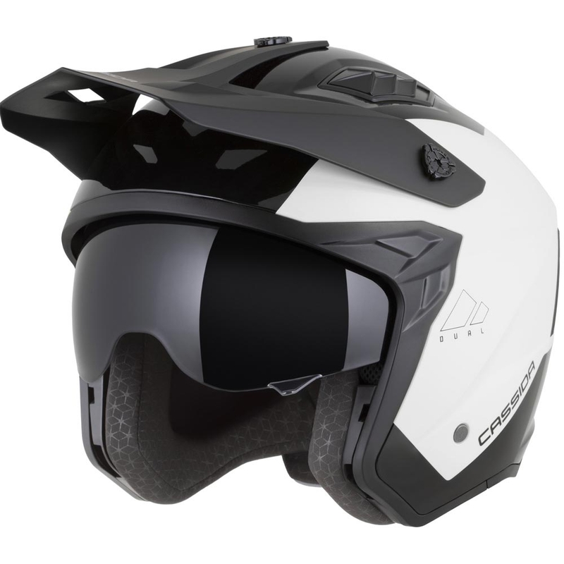 Modulær motorcykelhjelm Cassida Cross Country Dual hvid-sort