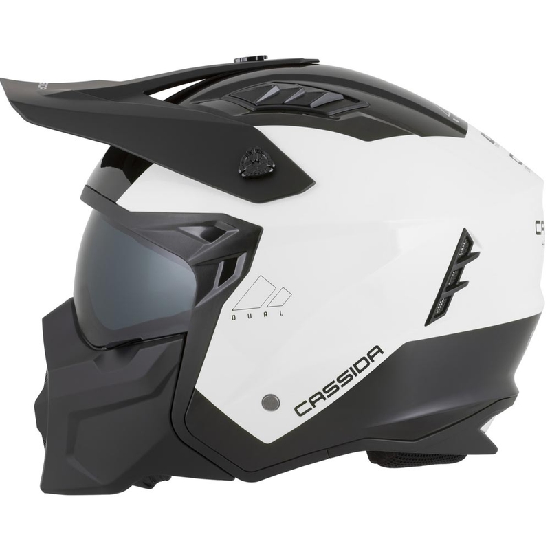 Modulær motorcykelhjelm Cassida Cross Country Dual hvid-sort
