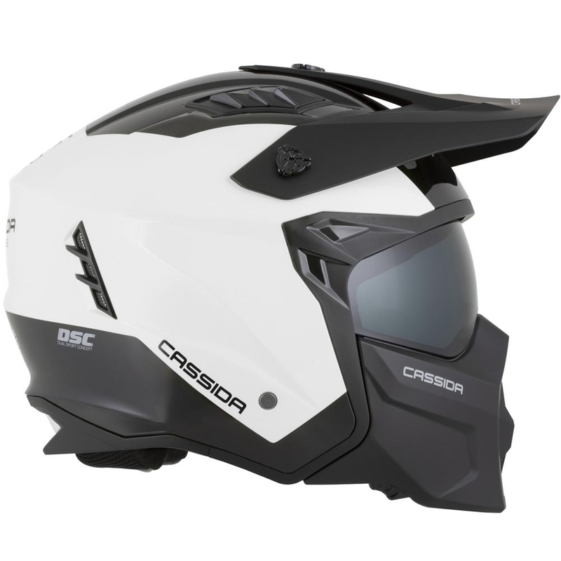 Modulær motorcykelhjelm Cassida Cross Country Dual hvid-sort