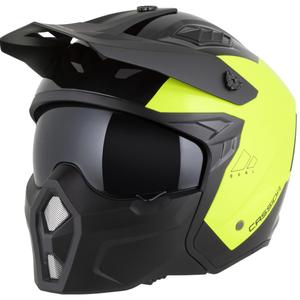 Modulær motorcykelhjelm Cassida Cross Country Dual fluo gul-sort