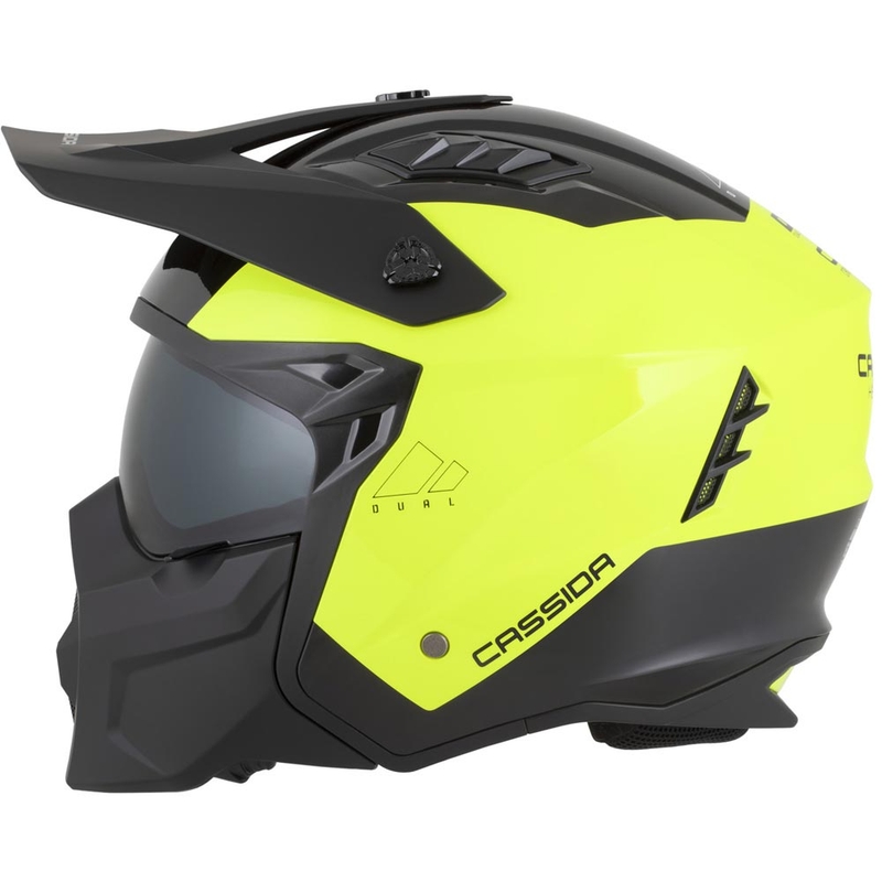 Modulær motorcykelhjelm Cassida Cross Country Dual fluo gul-sort