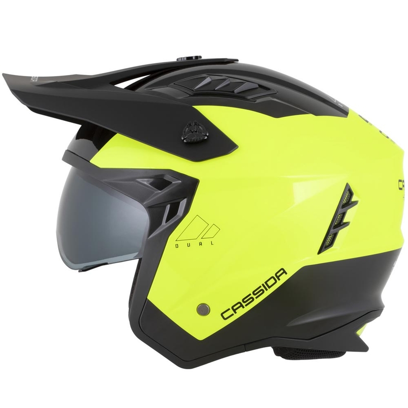 Modulær motorcykelhjelm Cassida Cross Country Dual fluo gul-sort