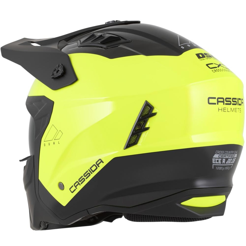Modulær motorcykelhjelm Cassida Cross Country Dual fluo gul-sort