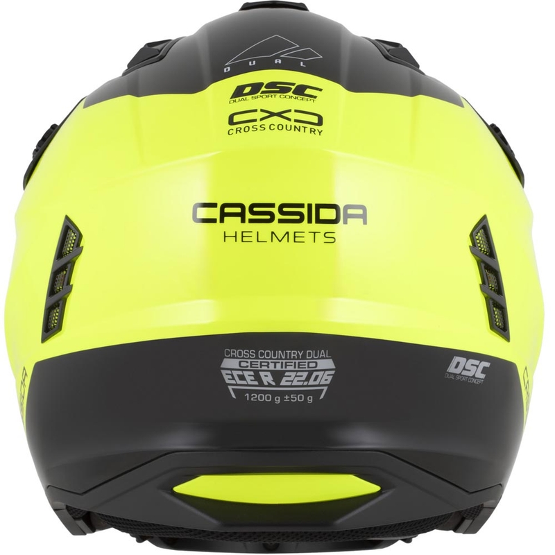 Modulær motorcykelhjelm Cassida Cross Country Dual fluo gul-sort