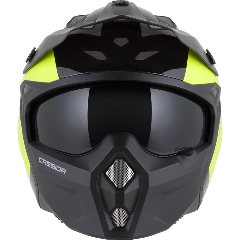 Modulær motorcykelhjelm Cassida Cross Country Dual fluo gul-sort
