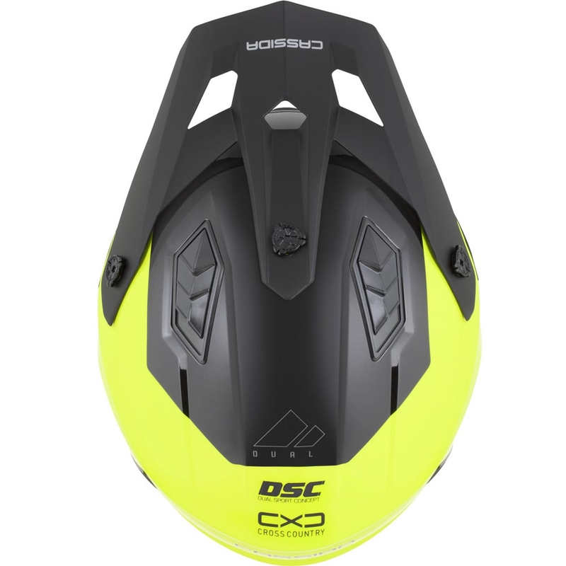 Modulær motorcykelhjelm Cassida Cross Country Dual fluo gul-sort