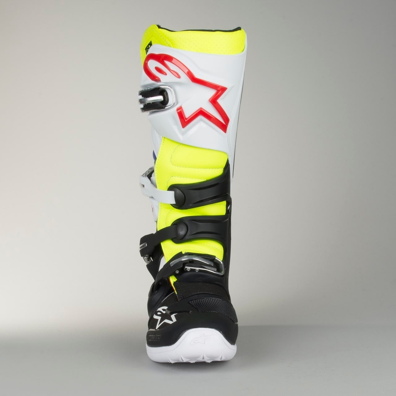 Boty na motorku Alpinestars Tech 7 bílo-černo-modro-červeno-fluo žluté