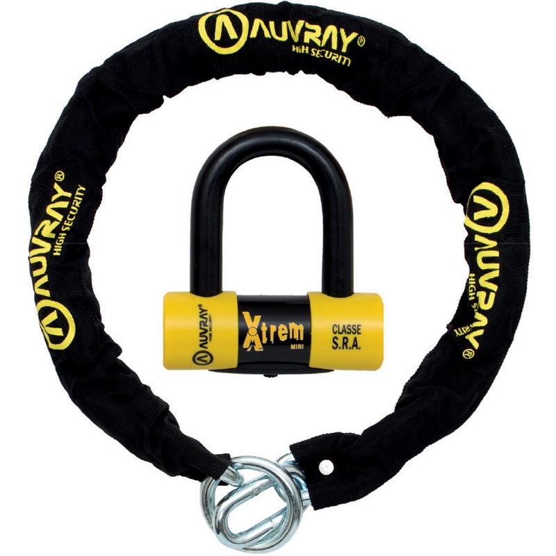 AUVRAY X-Lock skivelås med kæde 120 cm sort-gul