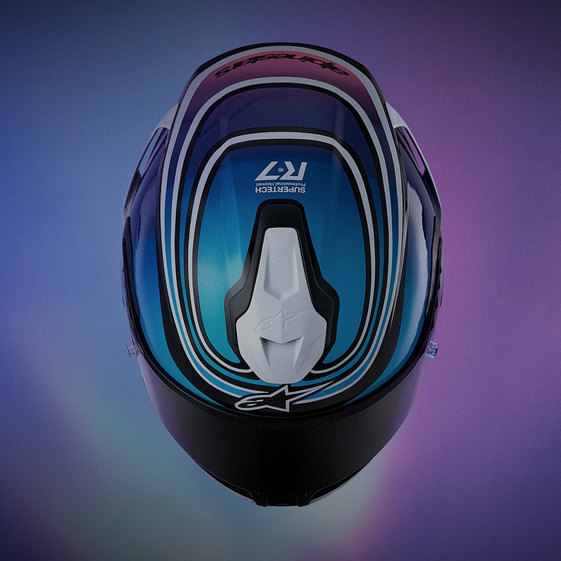 Alpinestars S-R7 Zeal integralhjelm sort-blå-fluo pink-hvid