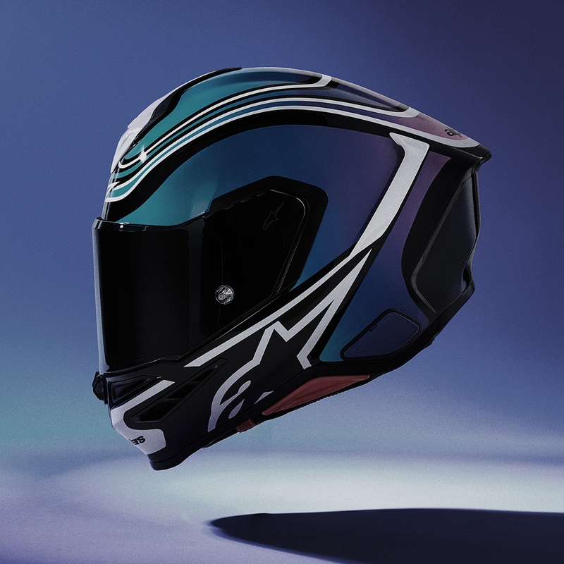 Alpinestars S-R7 Zeal integralhjelm sort-blå-fluo pink-hvid