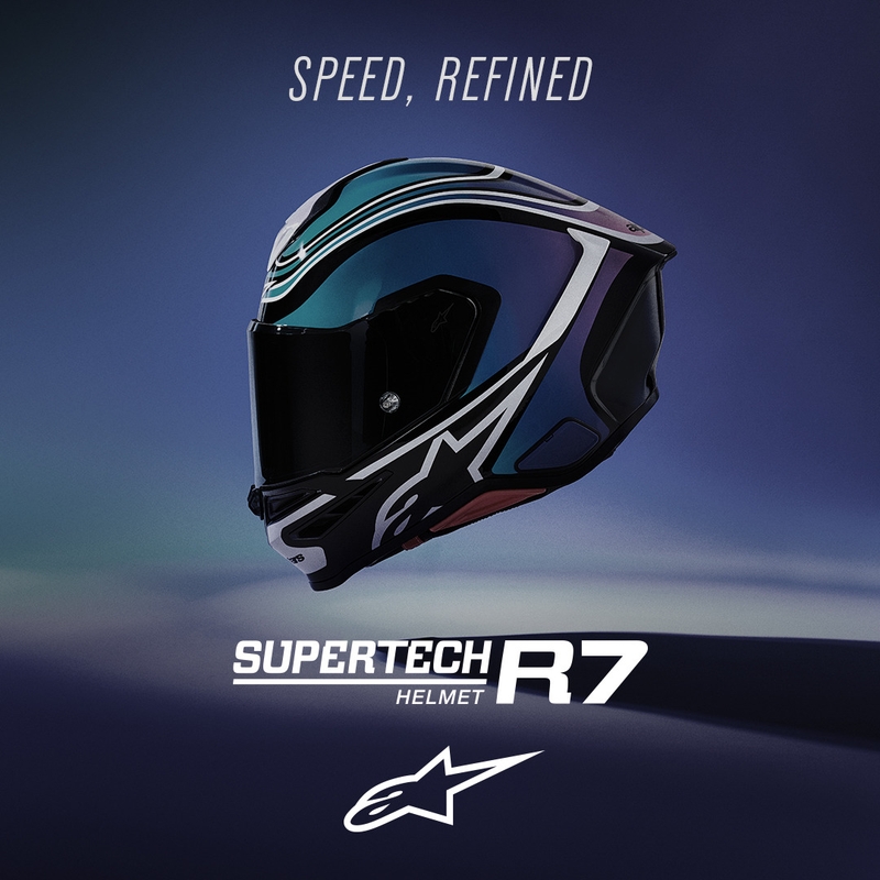 Alpinestars S-R7 Zeal integralhjelm sort-blå-fluo pink-hvid