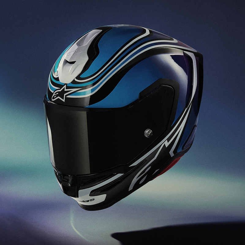 Alpinestars S-R7 Zeal integralhjelm sort-blå-fluo pink-hvid