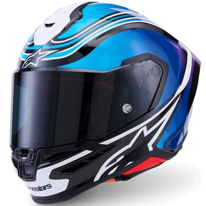 Alpinestars S-R7 Zeal integralhjelm sort-blå-fluo pink-hvid