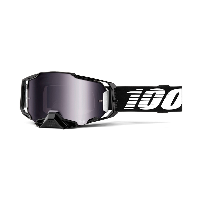 Motocross-briller 100% ARMEGA sort (sølvfarvet plexi)