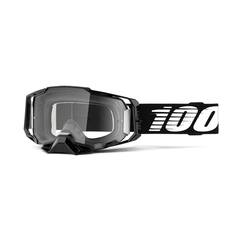 Motocrossbriller 100% ARMEGA sort (klar plexi)