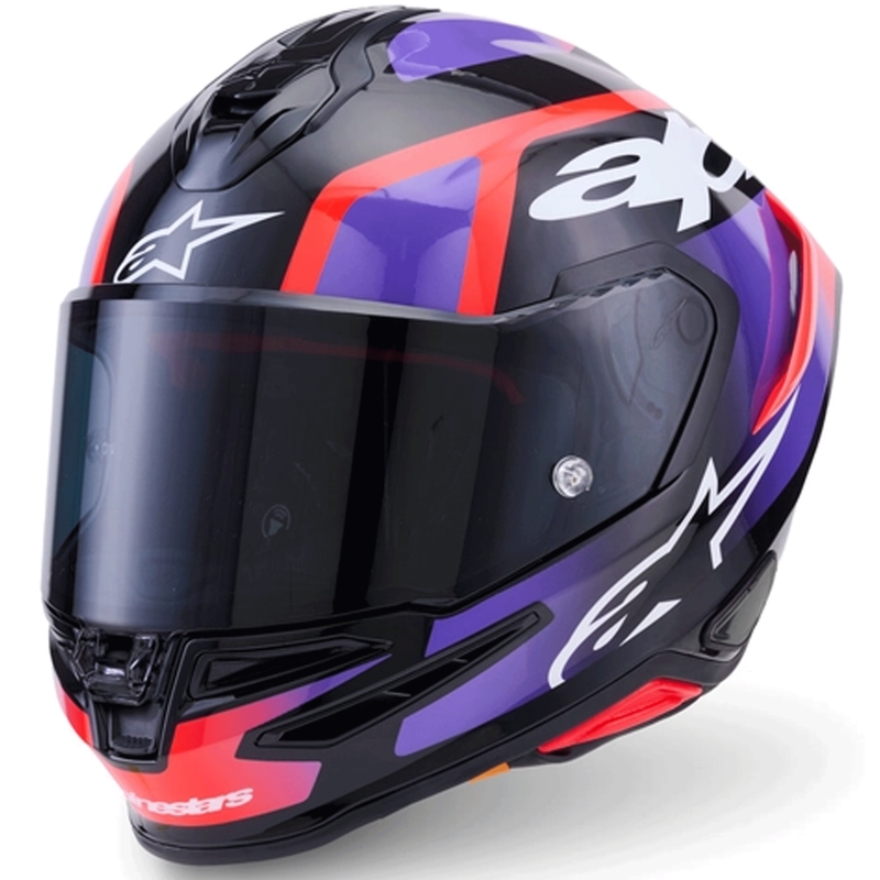 Alpinestars S-R7 Lumen fullface motorcykelhjelm sort-lilla-fluo rød-hvid