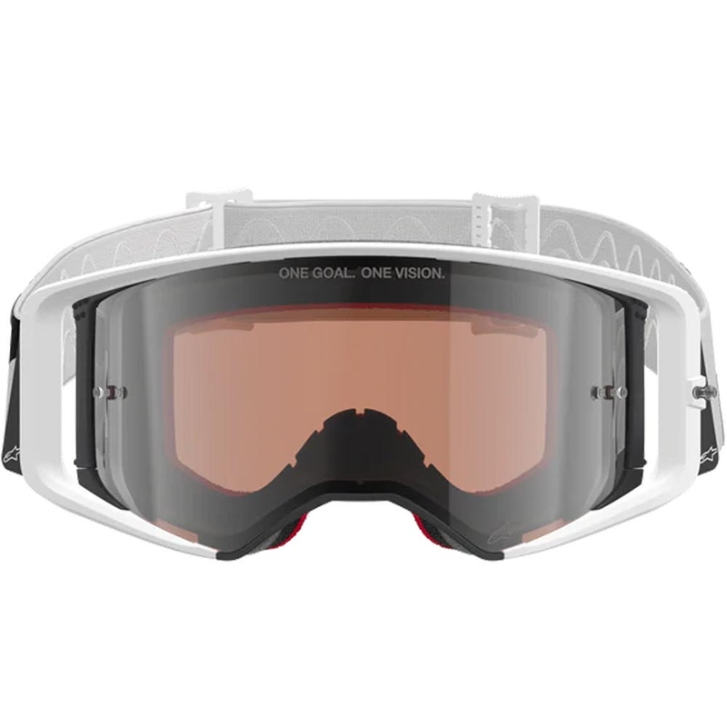Alpinestars Supertech Corp motocrossbriller hvidgrå med rød plexiglas